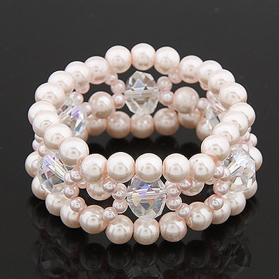 時尚純手工編織珍珠手鐲|韓國飾品批發|銀飾批發|銀飾品