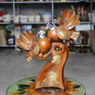 批發(fā)樹脂工藝品創(chuàng)意鴿子和平鴿對鴿擺件禮品園藝仿真擺設(shè)家居裝飾