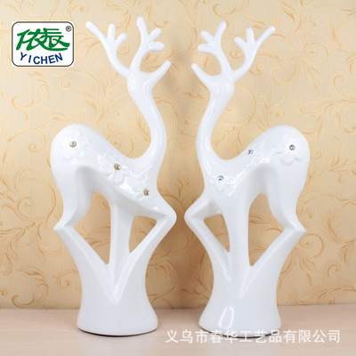 【#3055亮白梅花鹿 廠家直銷 樹脂工藝品擺件 義烏家居裝飾禮品批發】價格,廠家,圖片,塑料、樹脂工藝品,義烏市春華工藝品-