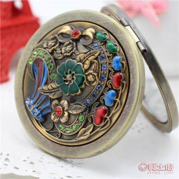 【唯創工廠批發化妝鏡復古古青銅高邊系列70折疊式隨身小鏡子001直徑7厘米】瑞安市唯創工藝品廠 - 產品庫