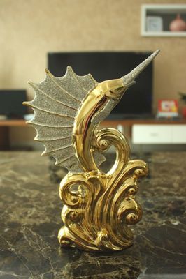 【鍍金旗魚擺件陶瓷工藝品批發創意時尚家居客廳臥室招財動物裝飾品】價格_廠家 - 中國供應商