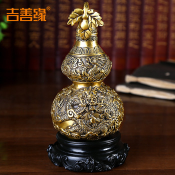 吉善緣純銅龍紋葫蘆擺件紫銅家居飾品銅器工藝品廠家批發0370