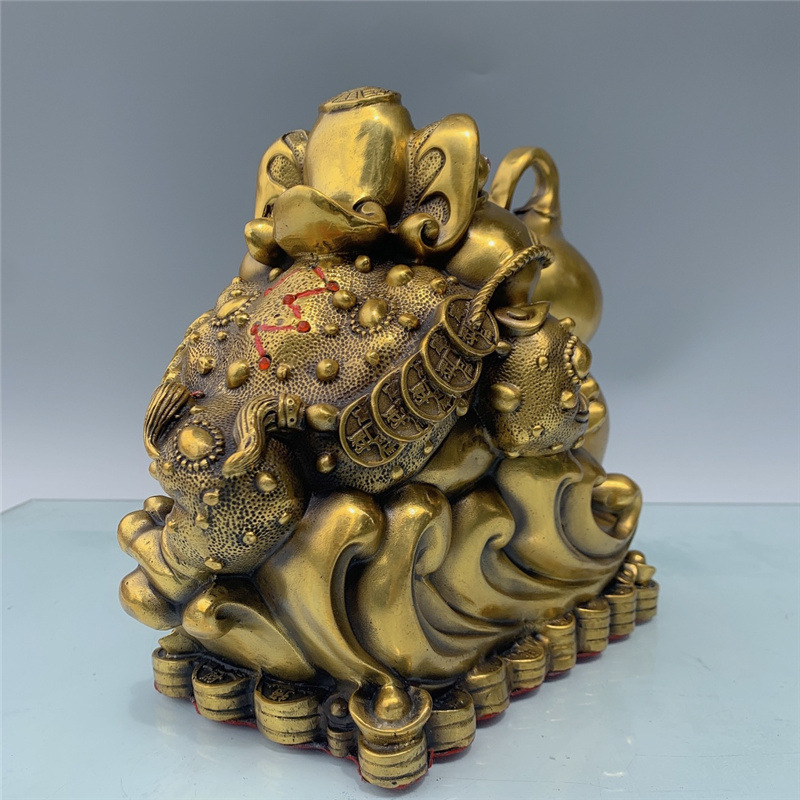 黃銅葫蘆擺件如意金蟾葫蘆工藝品家居店鋪裝飾品批發