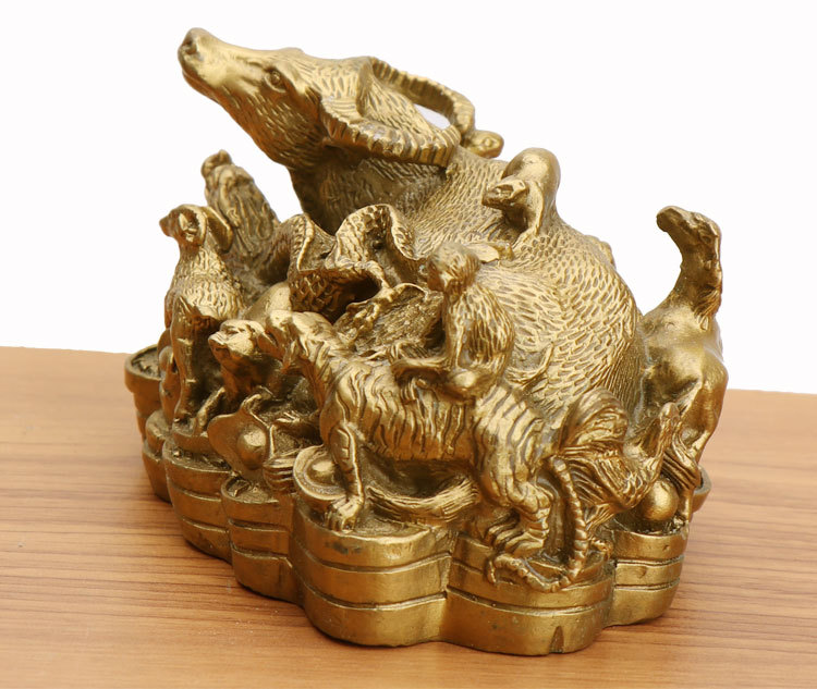 楊銅記 十二生肖牛家居客廳擺件金錢牛銅牛工藝品牛批發(fā)廠家