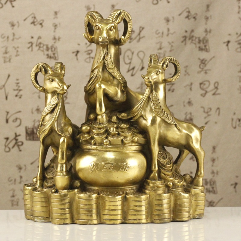 銅三陽開泰三羊開泰擺件純銅金屬工藝品家居飾品銅器批發大小號