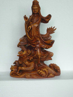 【仿木工藝品定制批發 仿木工藝品價格合理 (10寸仿木站龍觀音)】價格,廠家,圖片,塑料、樹脂工藝品,深圳市花想容禮品-